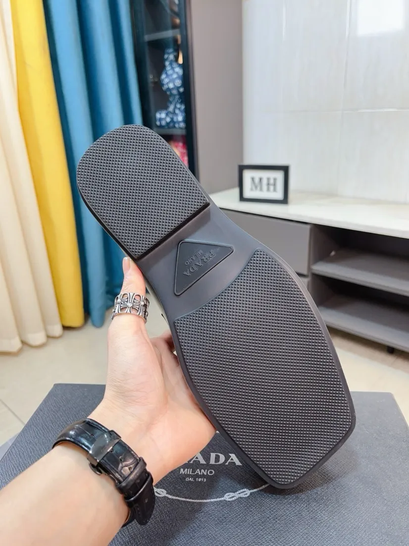 Men's shoes 💰540🌹🌹【PRADA Leather Shoes】Top purchasing agency Original imported Italian custom-made open-edge beaded cowhide leather surface, fully imported water-dyed breathable cowhide lining, original factory special molded sole super comfortable, size: 38-44